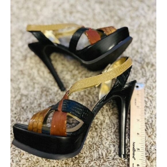 Charlotte Russe NEW Strappy High Heel Sandals Multi-Color Snake Print Peep Toe 8 - Picture 7 of 7